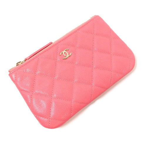 CHANEL CC GHW Mini Pouch Calfskin Leather Pink