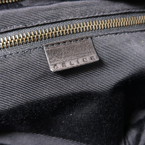 CELINE GHW Handbag/Tote Bag Canvas/Calfskin Leather Black