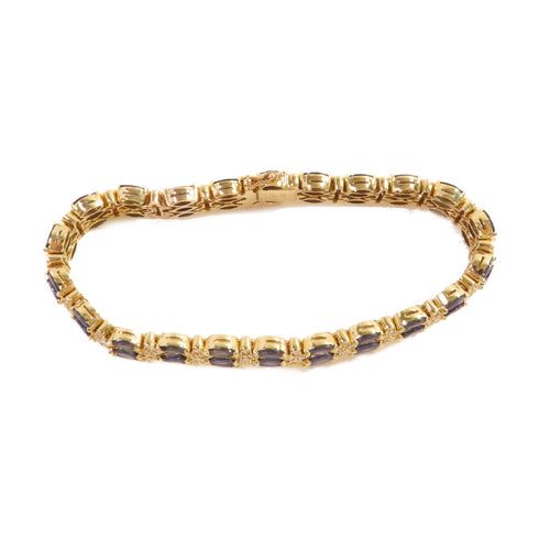 FINE JEWELRY 7.00ct Sapphire 1.60ct Diamond Bracelet 18K Yellow Gold Blue