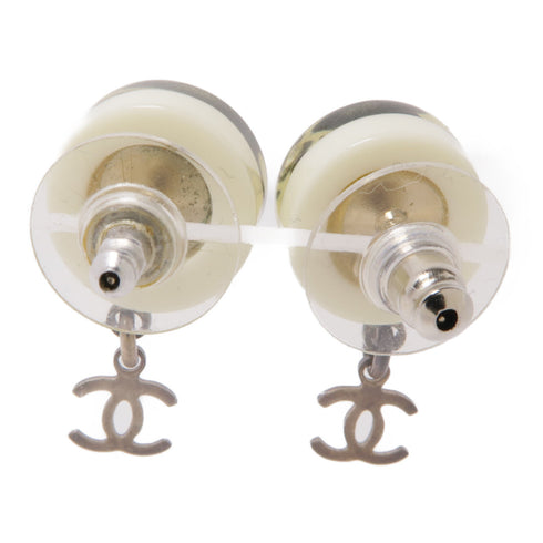 CHANEL CC Earrings PVC/Metal Black/White