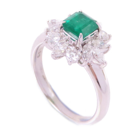 FINE JEWELRY 0.99ct Emerald 0.85ct Diamond Ring US#6.75 PT900 Platinum