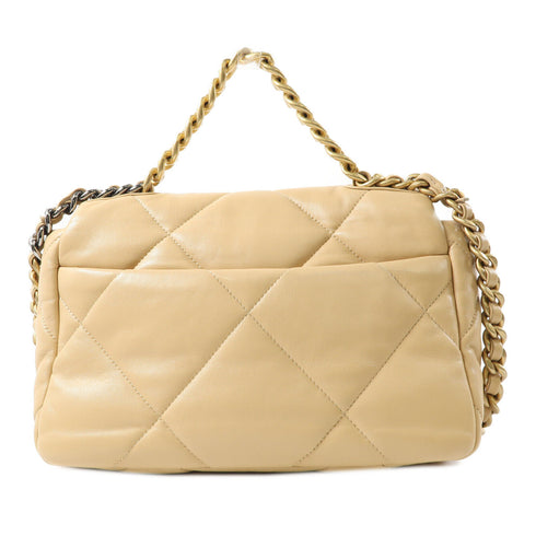 CHANEL Quilted CC GHW Chanel 19 2 Way Bag AS1160 Lambskin Leather Yellow