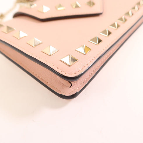 Valentino GHW Chain Shoulder Clutch Bag Calfskin Leather