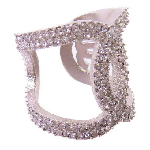 CHANEL CC Ring Precept US#6 Metal Rhinestones