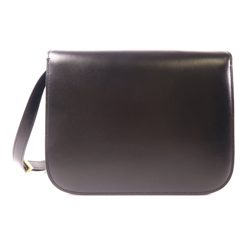 CELINE GHW Classic Box Shoulder Bag Calfskin Leather Black