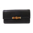 GUCCI GG GHW Long Wallet 257018 Bamboo/Calfskin Leather Black