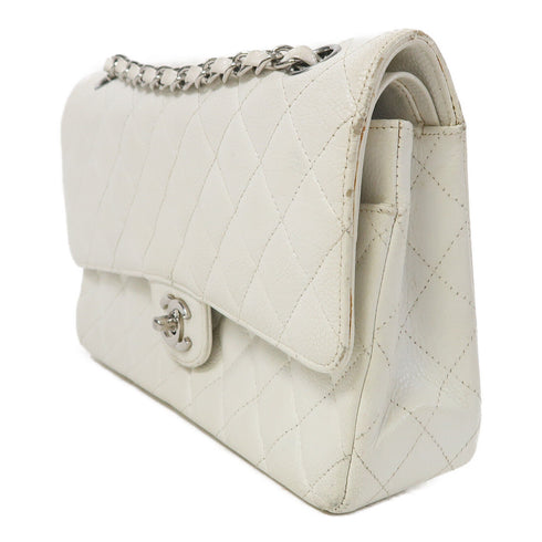 CHANEL Quilted CC SHW Classic 25 Chain Shoulder Bag Calfskin Leather White