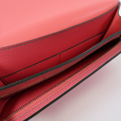 HERMES PHW Camail Long Wallet Veau Epsom Pink/Green