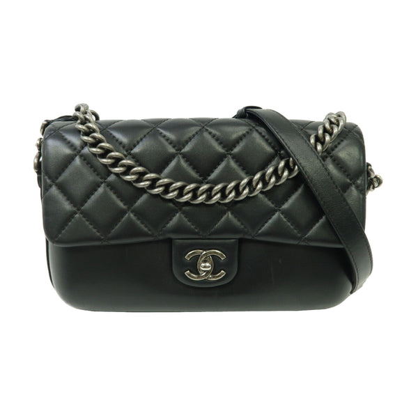 CHANEL Quilted CC SHW Chain Shoulder Bag Calfskin Leather Black v11