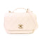 CHANEL Quilted CC Business Affinity Chain Shoulder Bag Caviar Skin Leather White