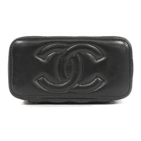 CHANEL Quilted CC GHW Chain Shoulder Bag Lambskin Leather Black