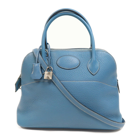 HERMES PHW Bolide 31 2 Way Shoulder Bag Taurillon Clemence Leather Blue Bleu...