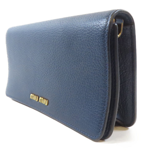Miu Miu GHW Shoulder Crossbody Bag Calfskin Leather Navy Blue