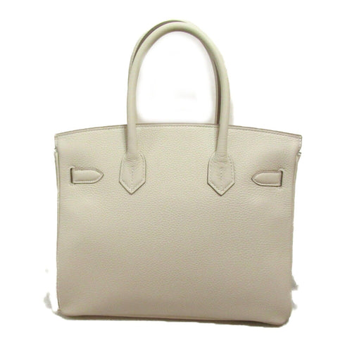 HERMES GHW Birkin 30 Hand Bag Togo Leather White