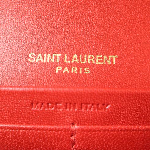 SAINT LAURENT YSL GHW Long Wallet 539972 Patent Leather Red