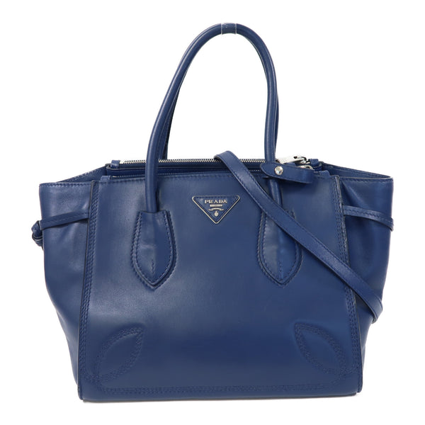 PRADA SHW 2 Way Shoulder Bag Calfskin Leather Blue