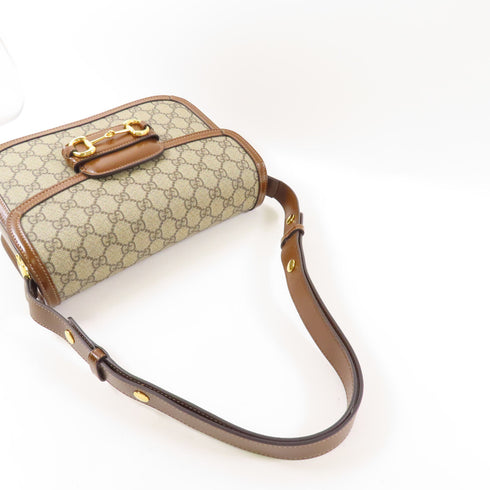 GUCCI GG GHW Horsebit 1955 2 Way Bag 602204 Coated Canvas Brown