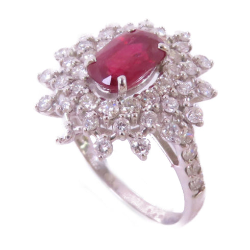 FINE JEWELRY 1.37ct Ruby 1.03ct Diamond Ring US#5.75 PT950 Platinum