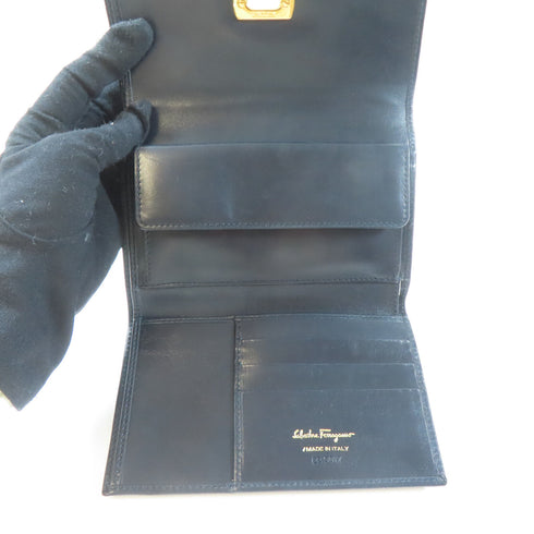 Salvatore Ferragamo GHW Wallet Lambskin Leather Black