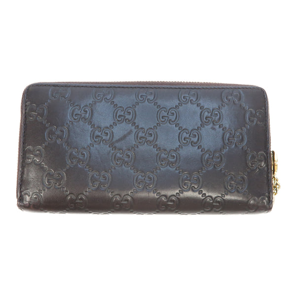 GUCCI GG GHW Zipper Long Wallet 307982 Calfskin Leather Brown