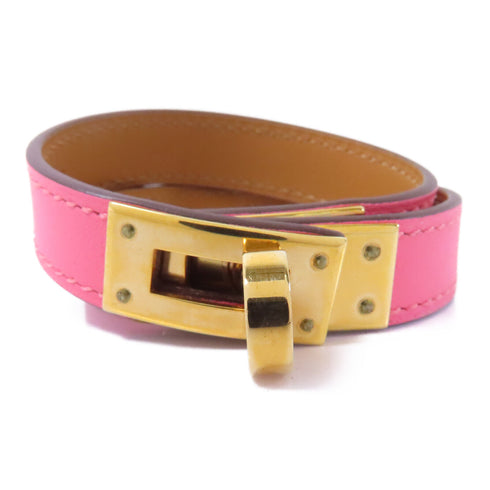 HERMES GHW Double Tour Bracelet Veau Swift Leather Pink