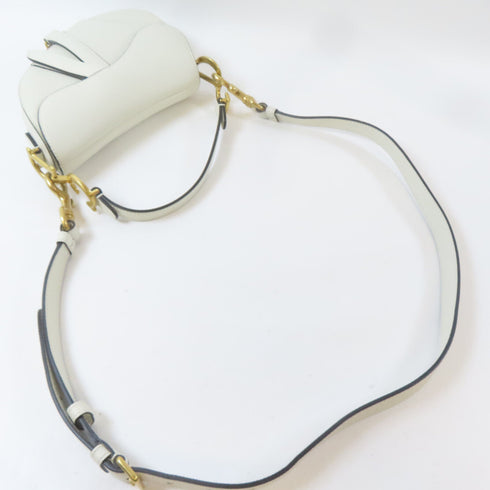 Christian Dior CD GHW Mini Saddle Bag Shoulder Bag M0456CBAA_M030 Calfskin White