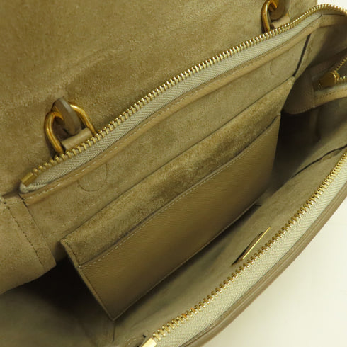 CELINE GHW Micro Belt Bag 2Way Shoulder Handbag Calfskin Leather F-AT-1177 Beige