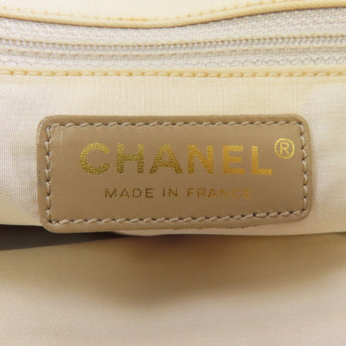 CHANEL CC GHW New Travel Line Tote Bag Handbag Nylon Beige