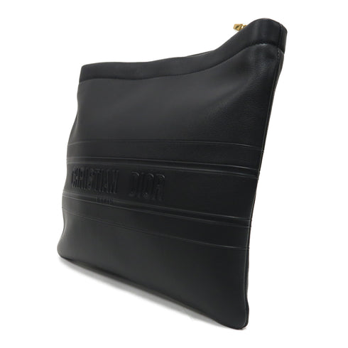 Christian Dior CD GHW Clutch Calfskin Leather Black