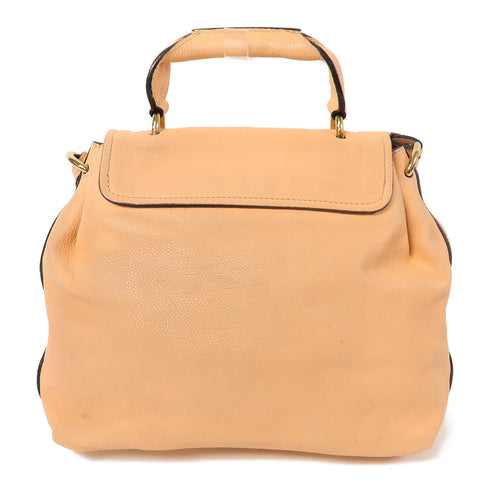 Chloe GHW 2 Way Shoulder Bag Calfskin Leather Apricot