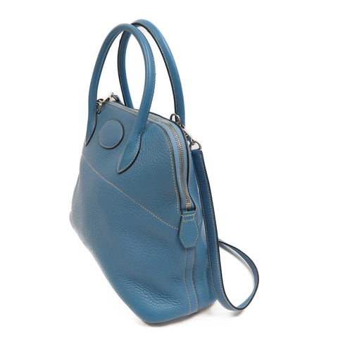 HERMES PHW Bolide 31 2 Way Shoulder Bag Taurillon Clemence Leather Blue Bleu...