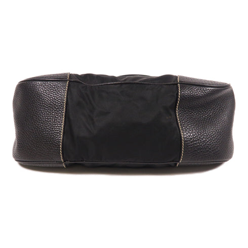 PRADA SHW Shoulder Bag BR3264 Nylon/Calfskin Leather Black