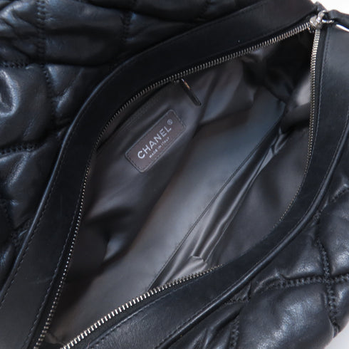 CHANEL Quilted CC SHW Chain Shoulder Bag Calfskin Leather Black v4