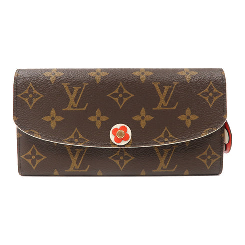 LOUIS VUITTON LV GHW Emilie Wallet Long Wallet M68313 Monogram Brown/Red