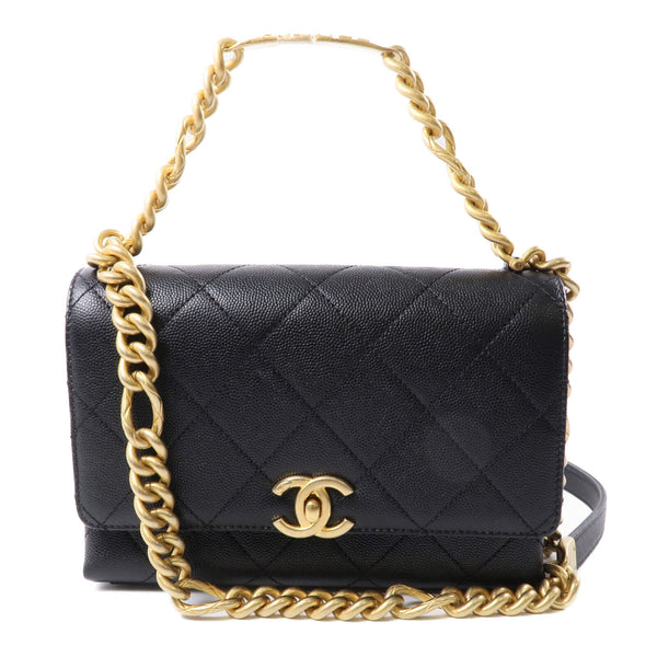 CHANEL CC GHW Chain 2 Way Bag AS2711 Calfskin Leather Black
