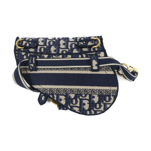 Christian Dior CD GHW Saddle Oblique Waist Bag Canvas Blue