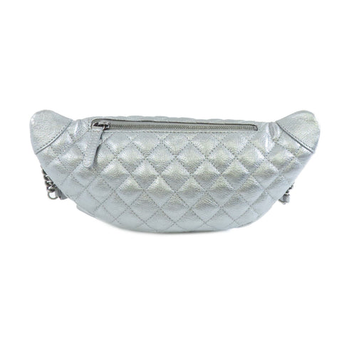 Chanel Quilted CC SHW 15A Belt Bag Waist Bag Calfskin Leather Silver Color