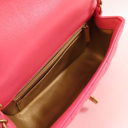 CHANEL CC GHW Classic Flap 20 Chain Shoulder Bag Calfskin Leather