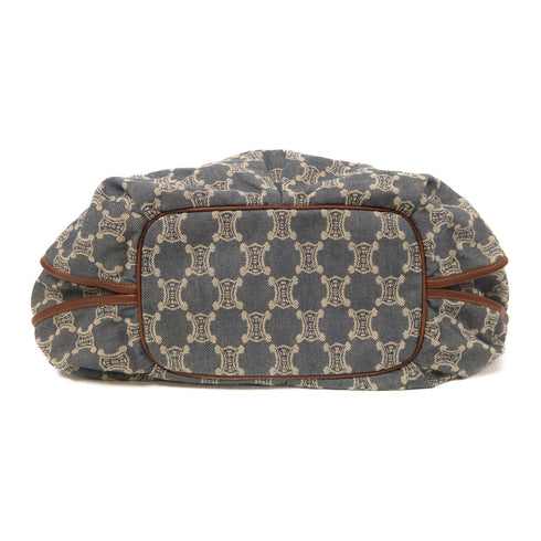 CELINE GHW Shoulder Bag Denim Brown/Blue