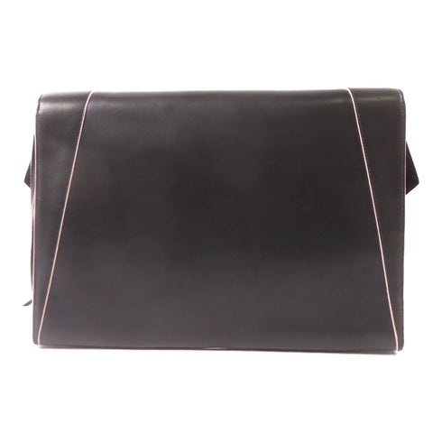 JIMMY CHOO GHW Shoulder Bag Clutch Bag Calfskin Leather Black