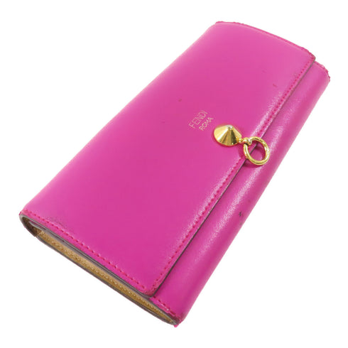 FENDI GHW Long Wallet 8M0251 Calfskin Leather Pink