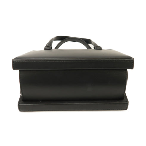 LOEWE SHW Postal 2 Way Shoulder Bag Handbag 309.56.W85 Calfskin Leather Black