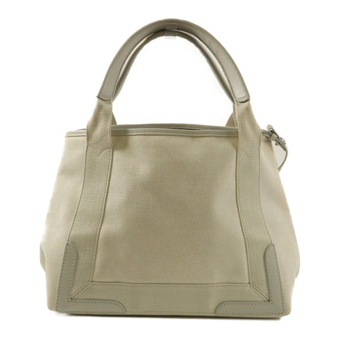 BALENCIAGA Navy Cabas Tote Bag Shoulder Handbag 339933 Canvas White