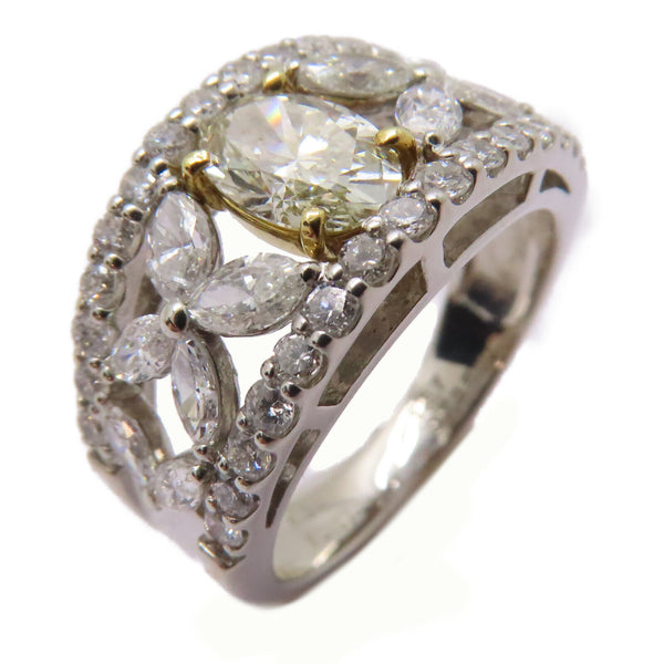 FINE JEWELRY 0.725ct 1.37ct Diamond Ring 18K Yellow Gold PT900 Platinum US#6