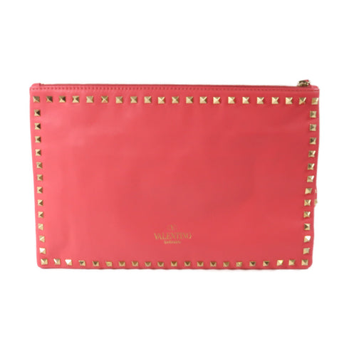 VALENTINO GHW Pouch Clutch Bag BFH147BOL Leather Pink