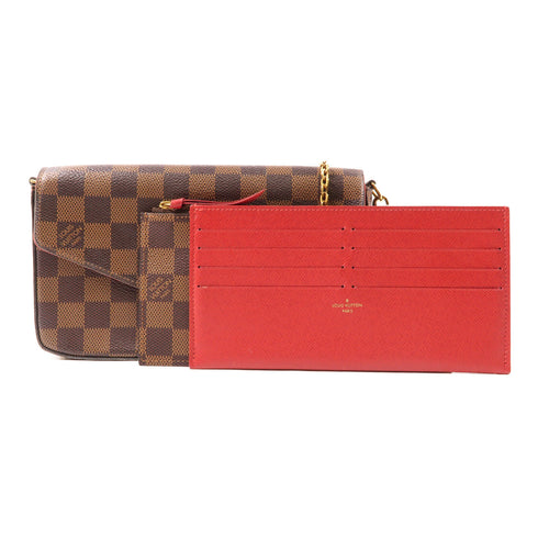 LOUIS VUITTON LV GHW Felice Pochette Chain Shoulder Bag N63032 Damier Brown