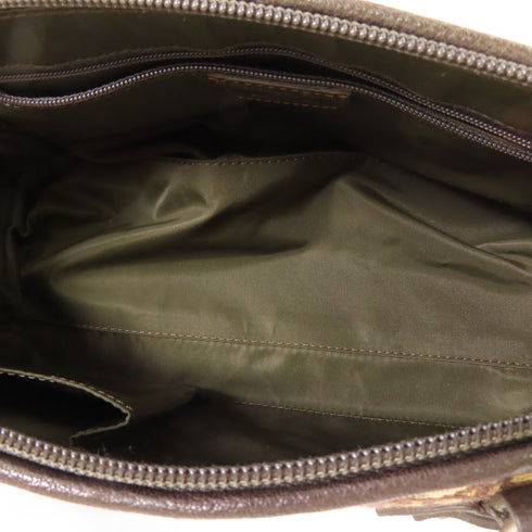 CHRISTIAN DIOR CD Handbag Canvas Brown
