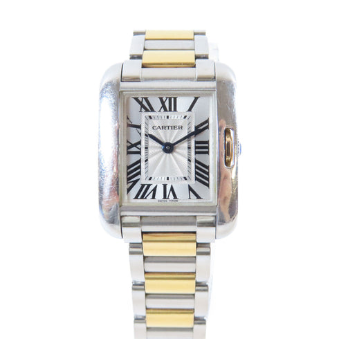 CARTIER Tank Anglaise Small Watch W5310046 18K Yellow Gold Stainless Steel #14cm