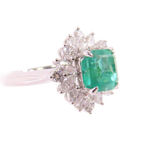FINE JEWELRY 1.71ct Emerald 0.82ct Diamond Ring US#6 PT950 Platinum