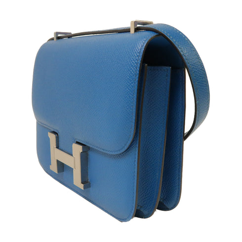 HERMES PHW Constance Mini Shoulder Bag Epsom Leather Blue Izmir